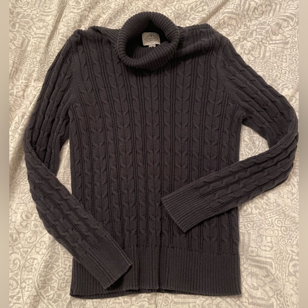 Black Cotton Turtleneck Sweater